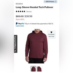 Reebok Red long sleeve hooded tech Pullover